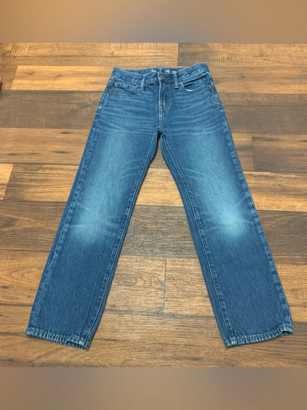 Gap Kids 90's Original Straight Jeans Blue Denim Adjustable Waist Size 10 Cotton - Picture 1 of 8